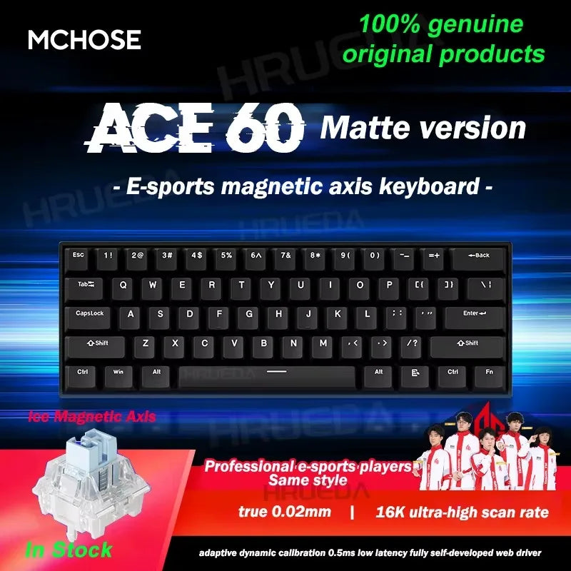 MCHOSE ACE68 ACE60 Pro Magnetic Keyboard Wired Mechanical for Gaming 0.01mm RapidTrigg 8000Hz SOCD/Rs 0.125ms 128K Sampling Rate