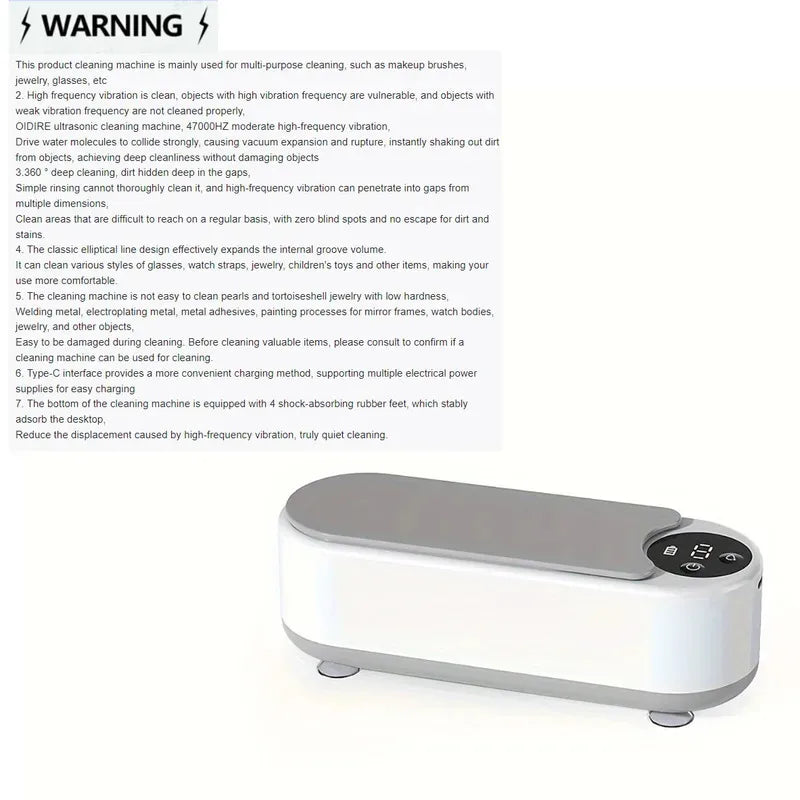 jewelry cleaning machine, jewelry automatic 360 ° deep cleaning tool, ultra portable, USB charging, high-frequency vibration
