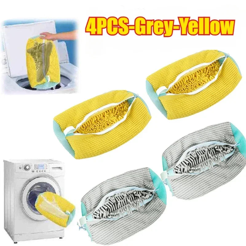 1-6PCS Shoes Washing Bag For Washing Machine Plush Fluffy Fibers Easily Remove Dirt Laundry Bags Anti-Deformation Home Organizer