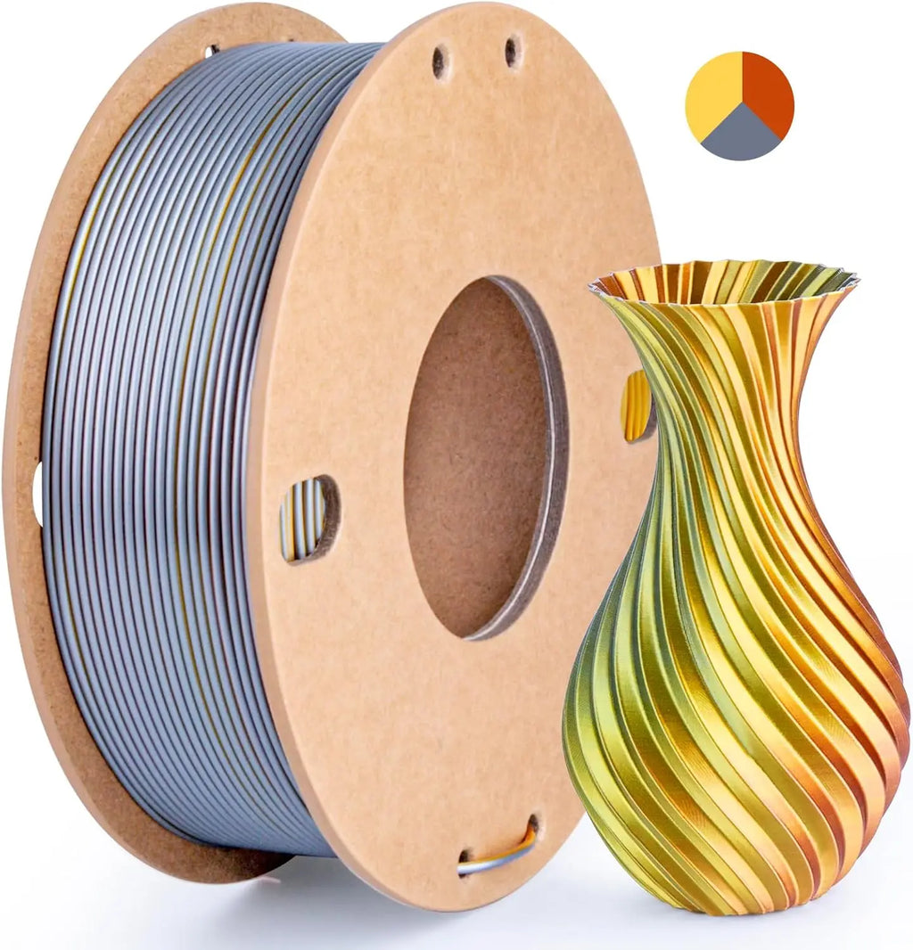 Multicolor 3D Printer Filament,Dual/Tri Color 1.75mm PLA Silk Shiny Printing Filament,250g(0.55lbs) Fit Most FDM 3D Printer