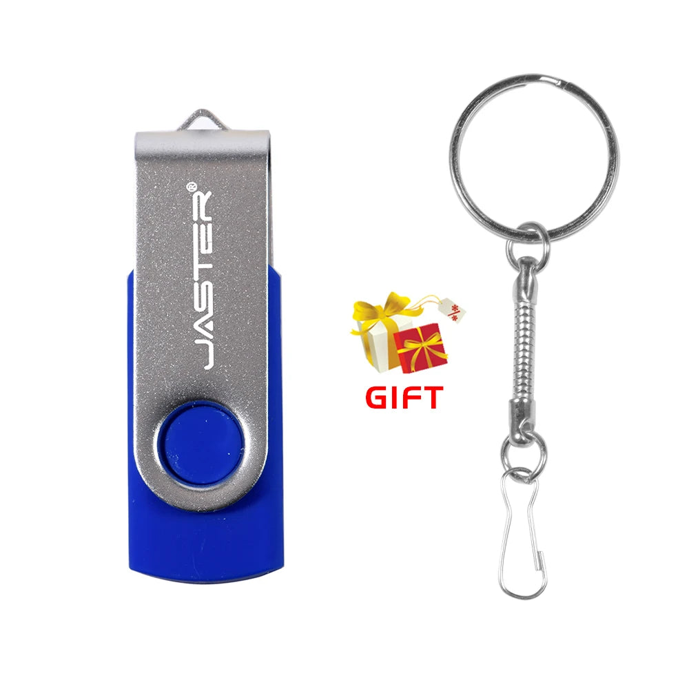 JASTER Rotatable Colorful USB 2.0 Flash Drive 128GB Creative Gift Memory Stick 64GB Silver Clip Pen Drive 32GB U Disk 16GB 8GB
