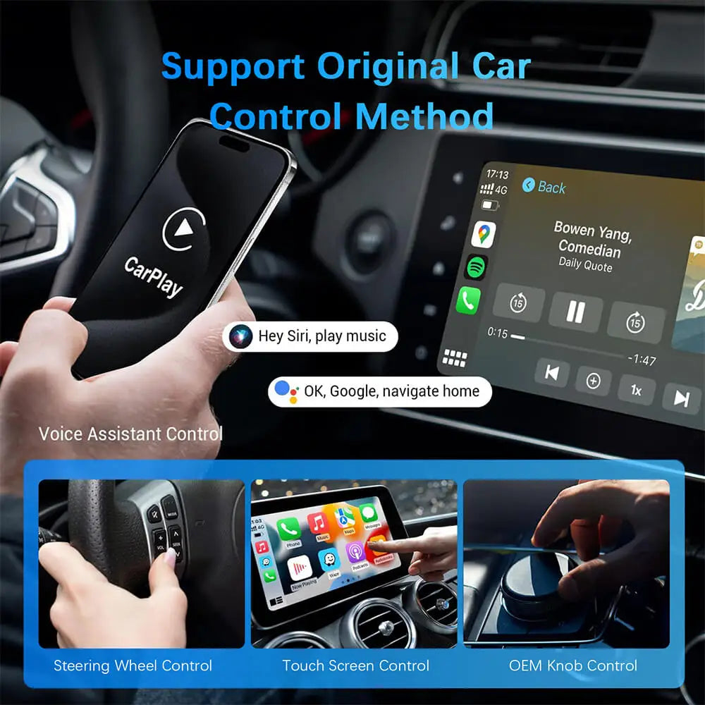 2in1 Wireless CarPlay Android Auto Adapter Wired to Wireless Mini Car Ai Box for Audi Toyota VW Peugeot