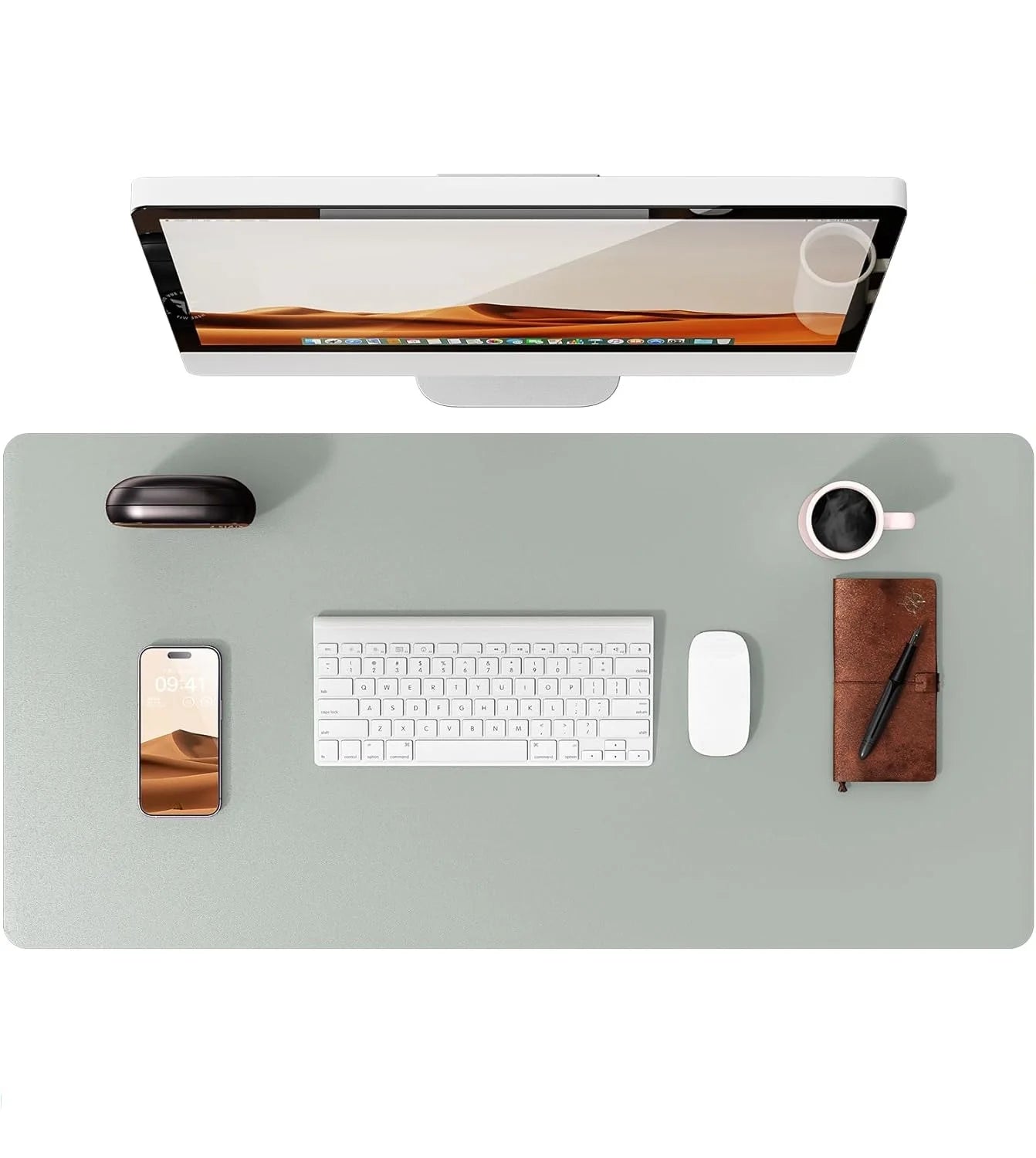 Large Mouse Pad,Office Desk Mat, Leather Desk Pad Protector, Non-Slip PU Leather Desk Blotter, Laptop Desk Pad