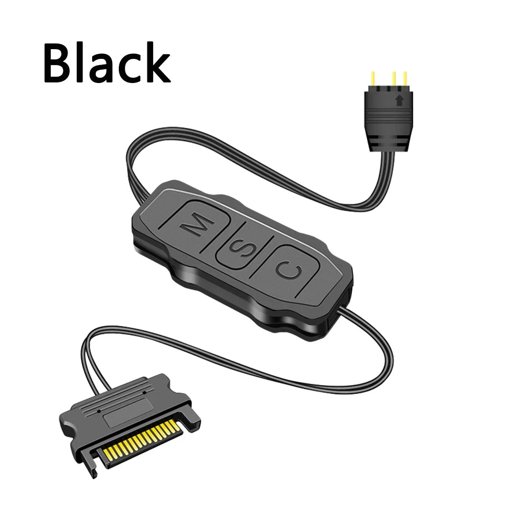 5V 3PIN ARGB Controller SATA Interface Extension Cable Light Controller Adapter for PC Fan CPU Cooler Fan Light Strip