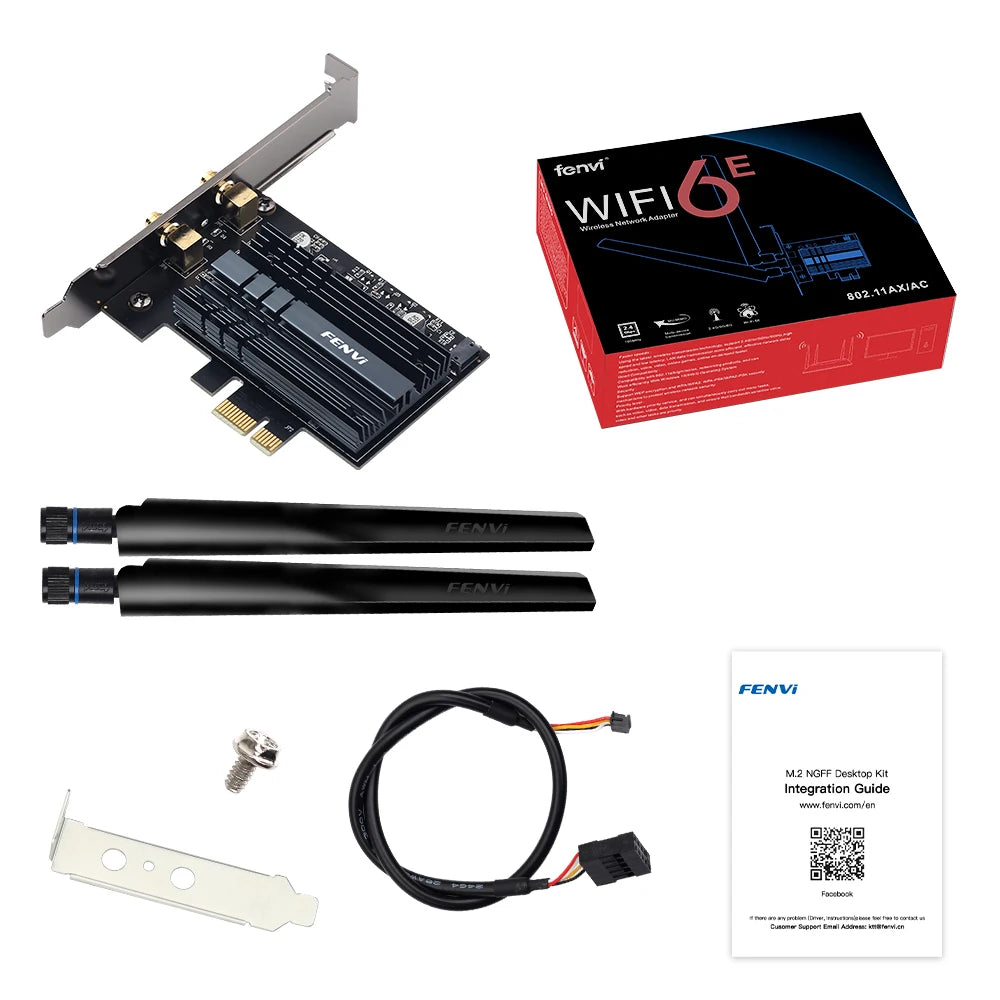 FENVI 5374Mbps WiFi 6E AX210 For Bluetooth 5.3 Tri-Band 2.4G/5G/6Ghz Wireless PCIe WiFi Adapter 802.11AX WiFi 6 Card PC Win10/11