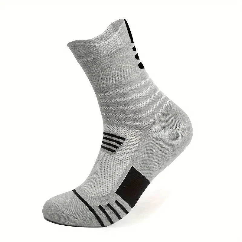 3 Pairs Men's Comfort Fit Cushion Performance Athletic Crew Socks For Outdoor Sports