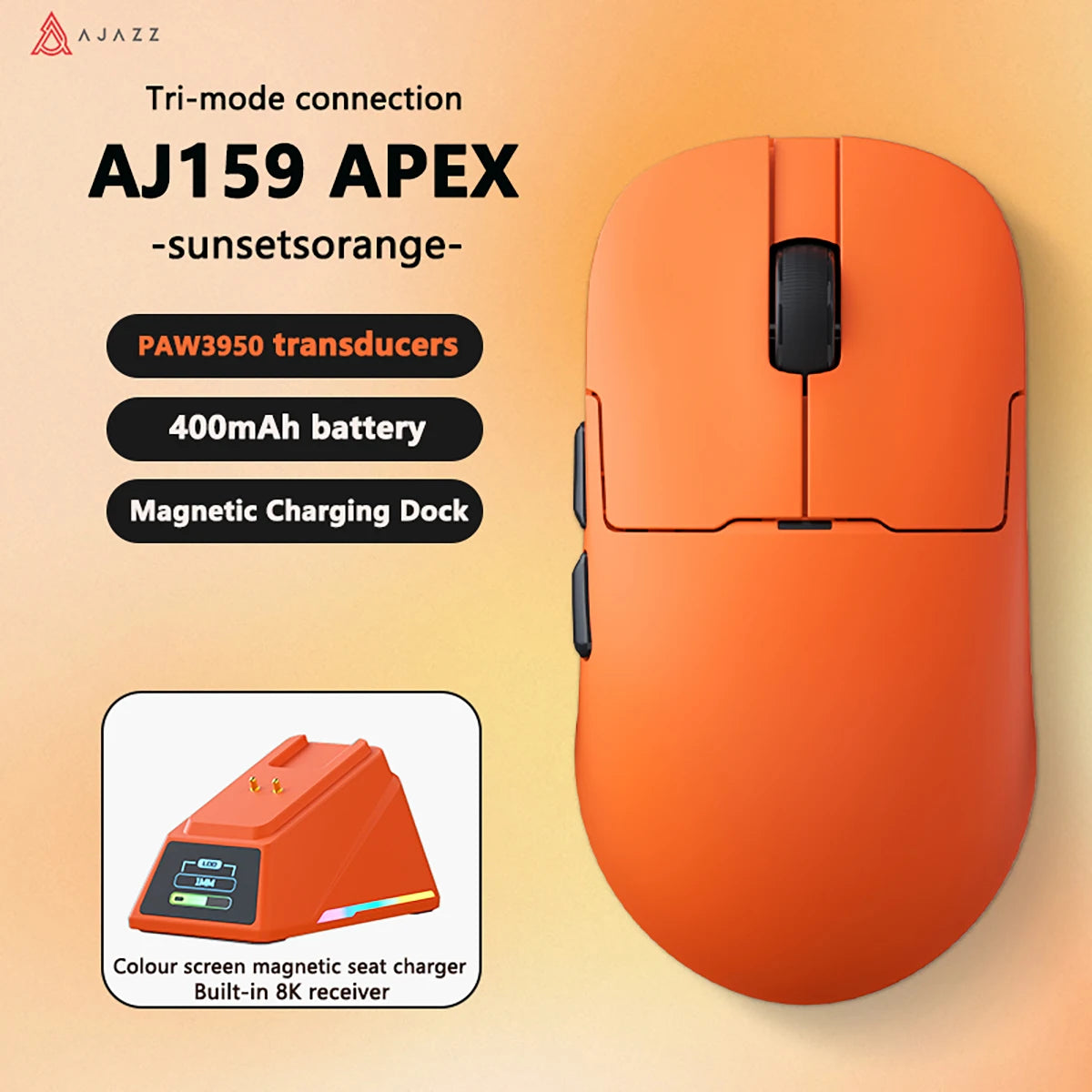 AJAZZAJ159 gaming mouse three-mode 8k wireless charging base lightweight professional gaming PAW3395