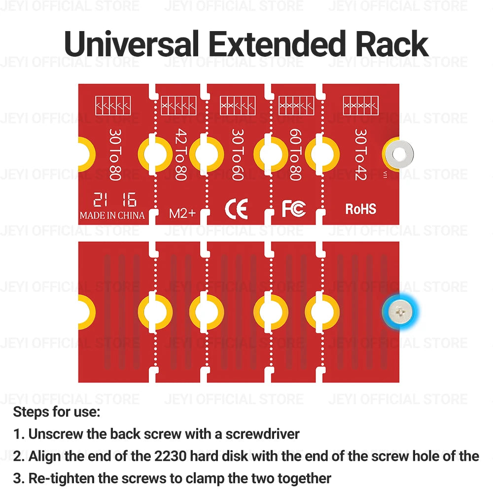 JEYI M.2 NGFF NVME SSD Extension Bracket Transfer 2230 2242 2260 2280 Length Extend Adapter Bracket Card Plate Change Long Size