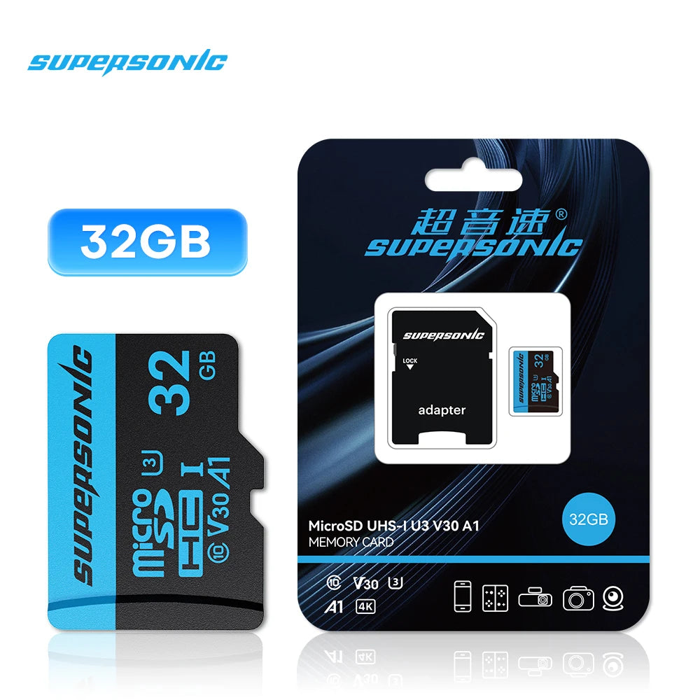 Supersonic High Speed Mini SD Memory Card 256GB Class 10 Micro TF flash usb pen drive card  32GB 64GB 128GB for Smartphone