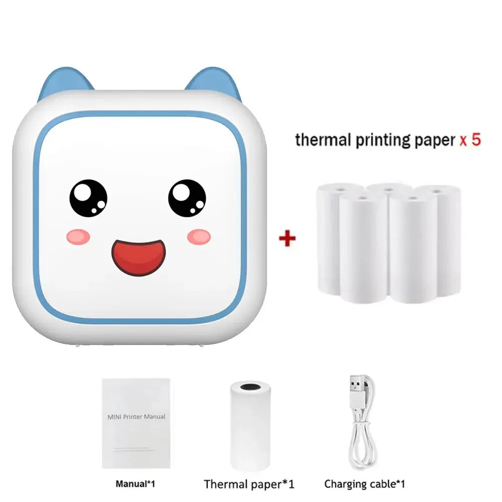 Mini Smile Printer Inkless With Thermal Paper Adhesive Photo Label Recorder Graffiti Printing Bluetooth Wirelss Maker For Home