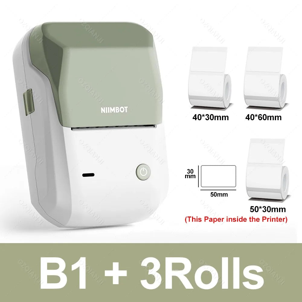 NIIMBOT B1 Portable Thermal Printer With Tapes 2 Inch Adhesive Label Machine Mini Bluetooth Sticker Maker Waterproof Labels Roll