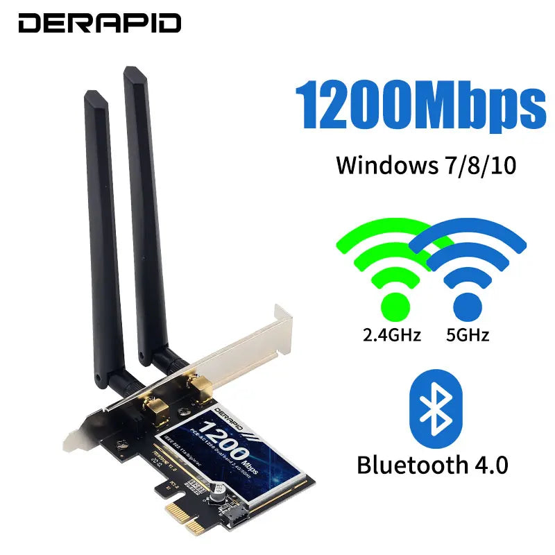 1200Mbps Wireless PCI-e Adapter 802.11ac Bluetooth 4.0 WiFi Wlan Card 2.4G/5GHz Desktop Wifi PCI Express Adapter For Win 7 10 11