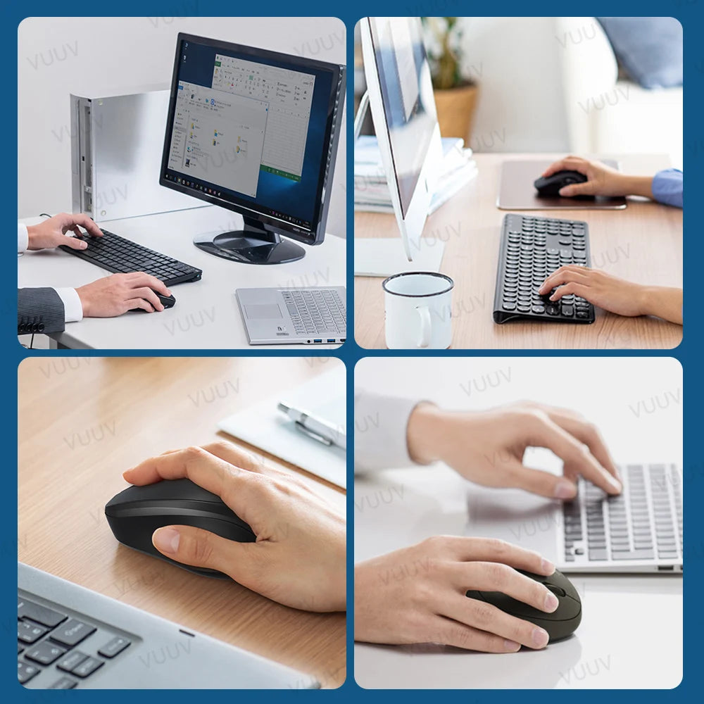 Ergonomic Wireless Bluetooth Mouse 1600DPI Rechargeable Mouse for MacBook Tablet Computer Laptop 2.4GHz USB PC Setup Accessories