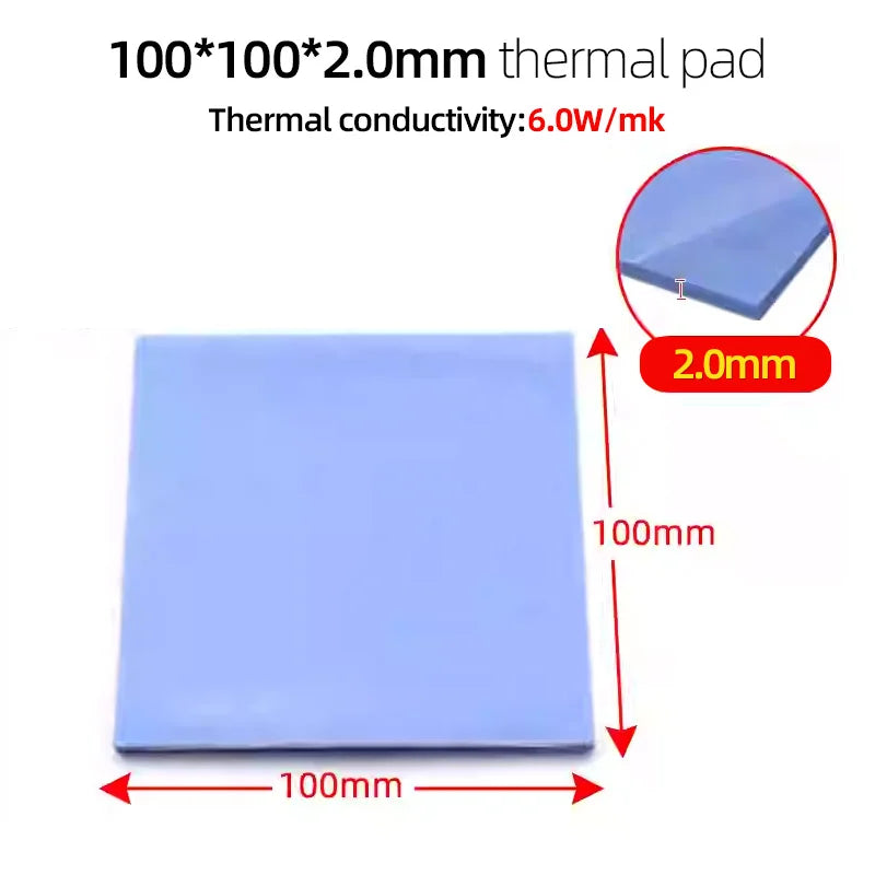 100mm 6.0W/mK PC Computer Processor GPU CPU Heatsink Cooling Thermal Pad High Performance 0.5/1/1.5/2/2.5/3mm Multi Thickness