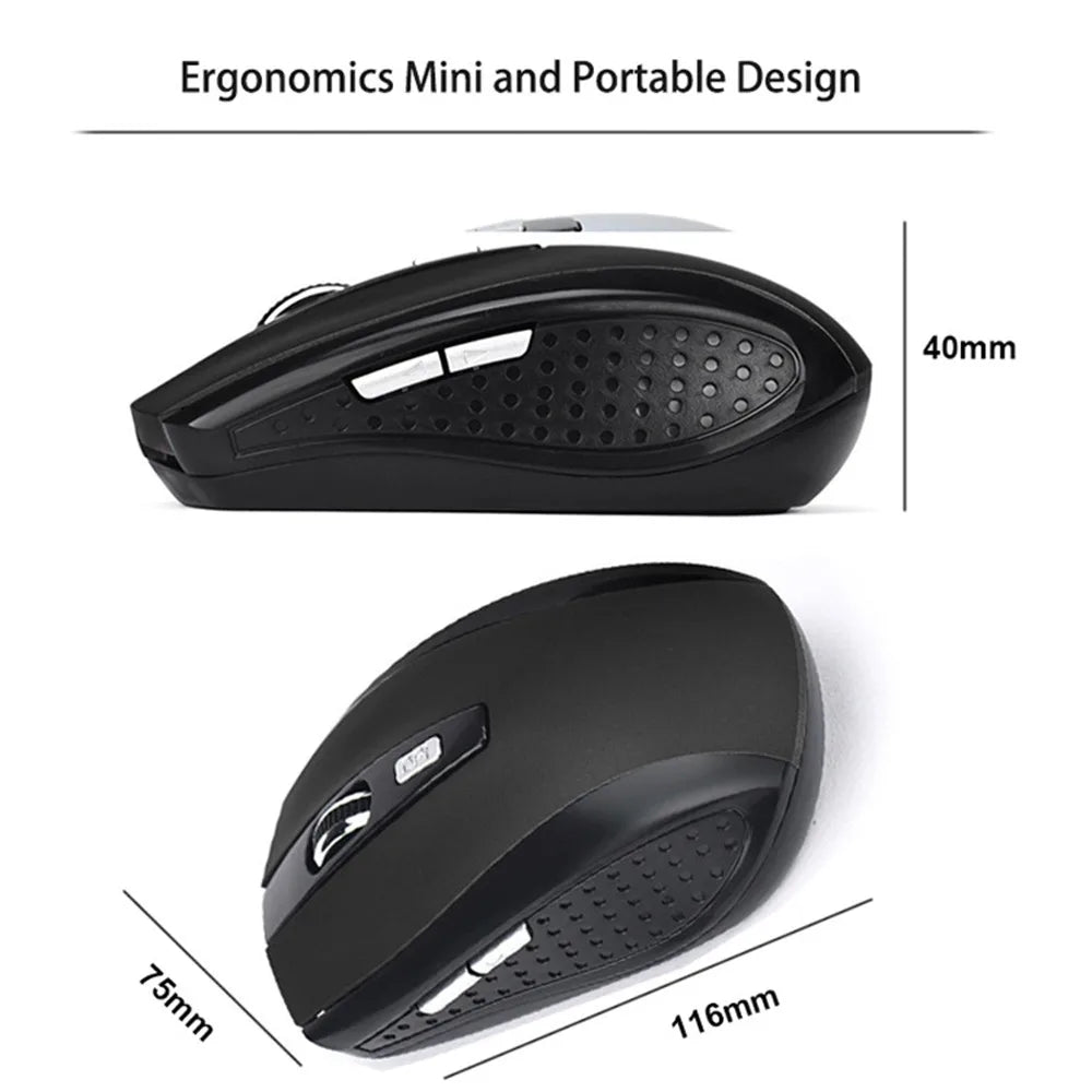 2.4G Wireless Mouse 2.4Ghz Gaming Mouse 6D Optical Wireless Mouse Slim Mini Noiseless Mice  DPI1600 for Macbook PC Laptop