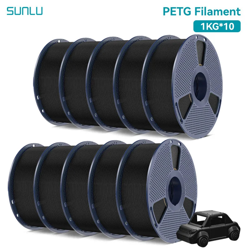 SUNLU PLA PETG PLA Plus Filaments 10 Rolls 3D Filament 1KG/roll 1.75mm 100% Filament Lines Up Neatly For 3D Printing From EU US