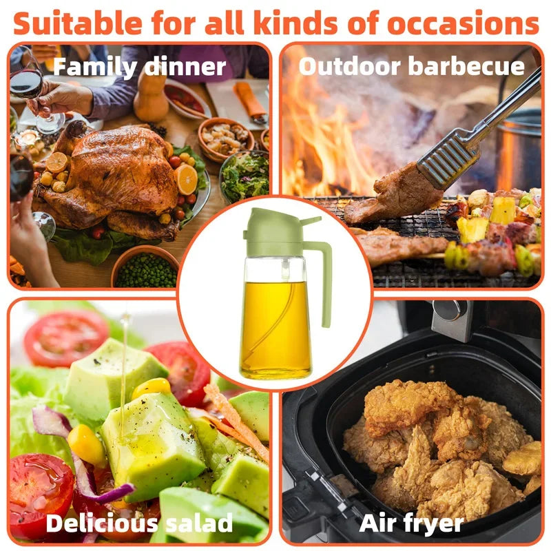 Olive Oil Mister Spray Bottle for Cooking - Cooking Oil Spray Bottle  Air Fryer Accessories - Refillable Glass Dispenser