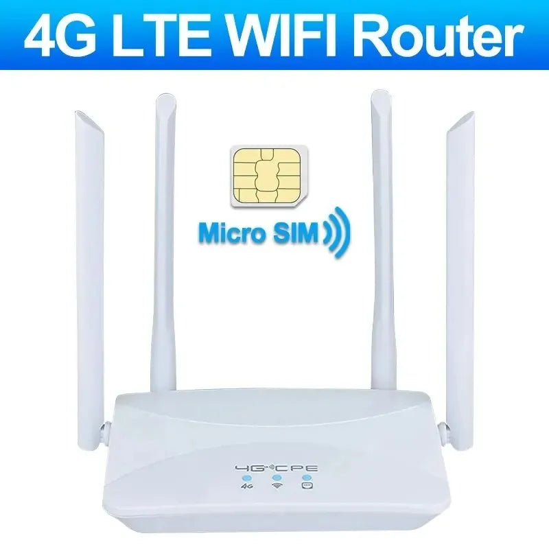4G LTE WIFI Router 150Mbps 4 External Antennas Power Signal Booster Hotspot Smoother Wired Connection Intelligent Micro SIM Card