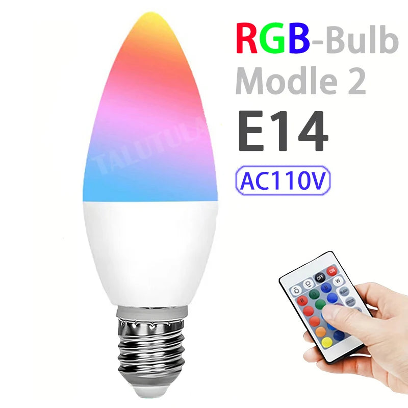 E27 RGB LED Light Bulb White Lamp Spotlight 220V with IR Remote Control Color Changing Multicolor for Bedroom Party Home Decor