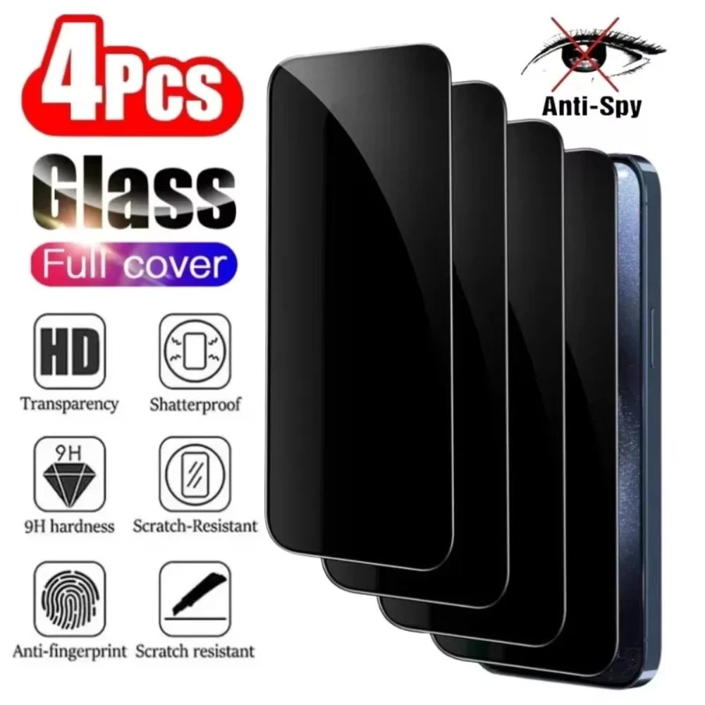 NNBILI 4PCS Privacy Screen Protectors For iPhone 15 13 12 14 16 17 Pro Max Mini Anti-spy Tempered Glass For iPhone 17Air Glass