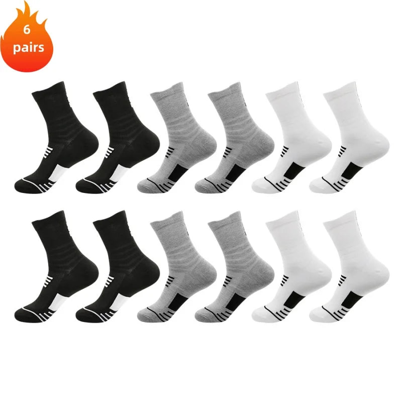 3 Pairs Men's Comfort Fit Cushion Performance Athletic Crew Socks For Outdoor Sports