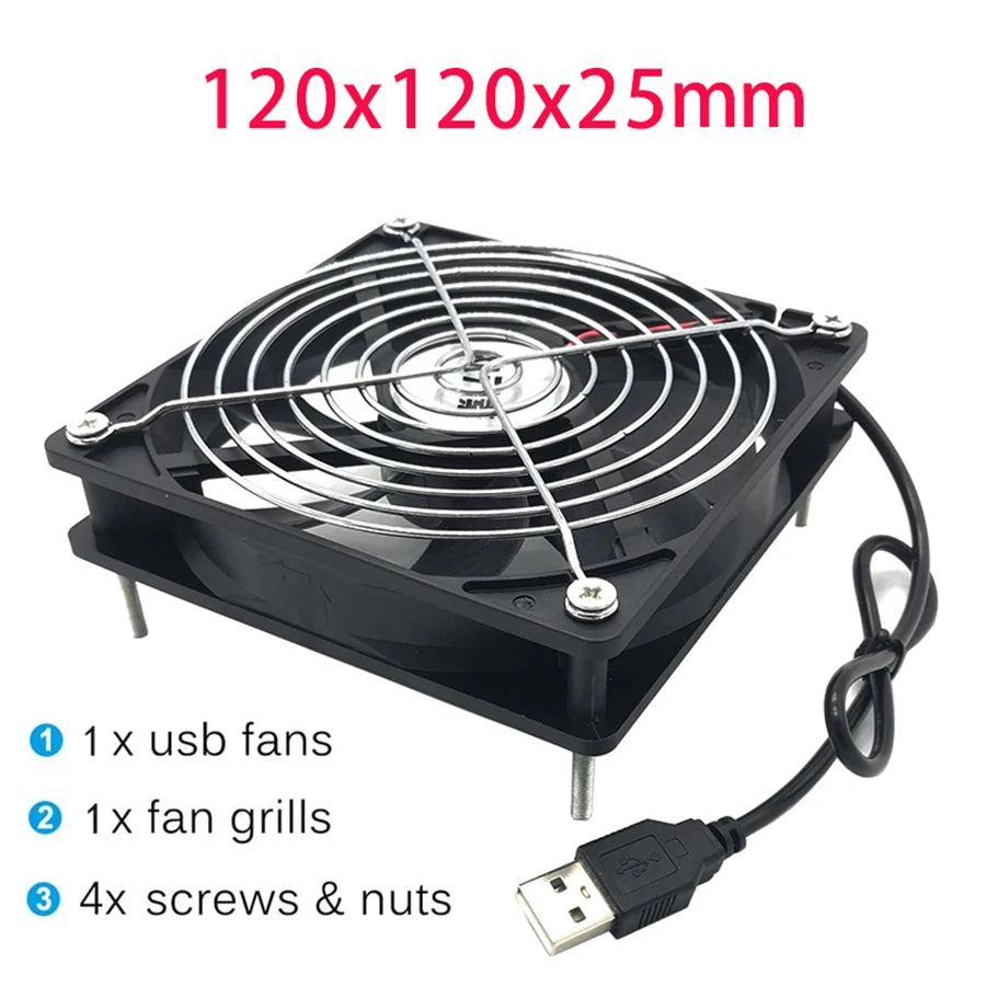 120x120x25mm 80x80x25mm 12V USB Power Cooling Case Fan For Receiver DVR Xbox TV Box Router