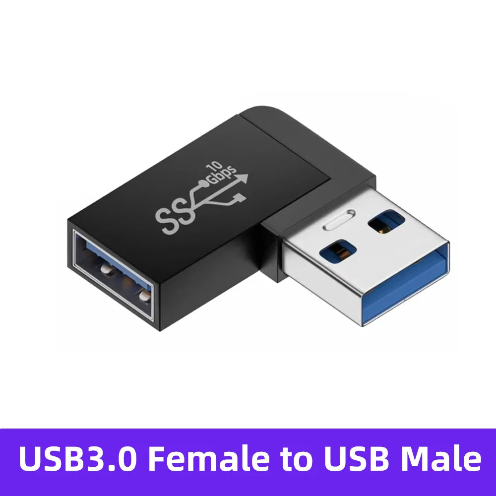 90 Degree USB 3.0 Male to Female Right Angle Extension Adapter USB Upward Elbow Adapter 10Gbps For Laptop PC Connector Converte