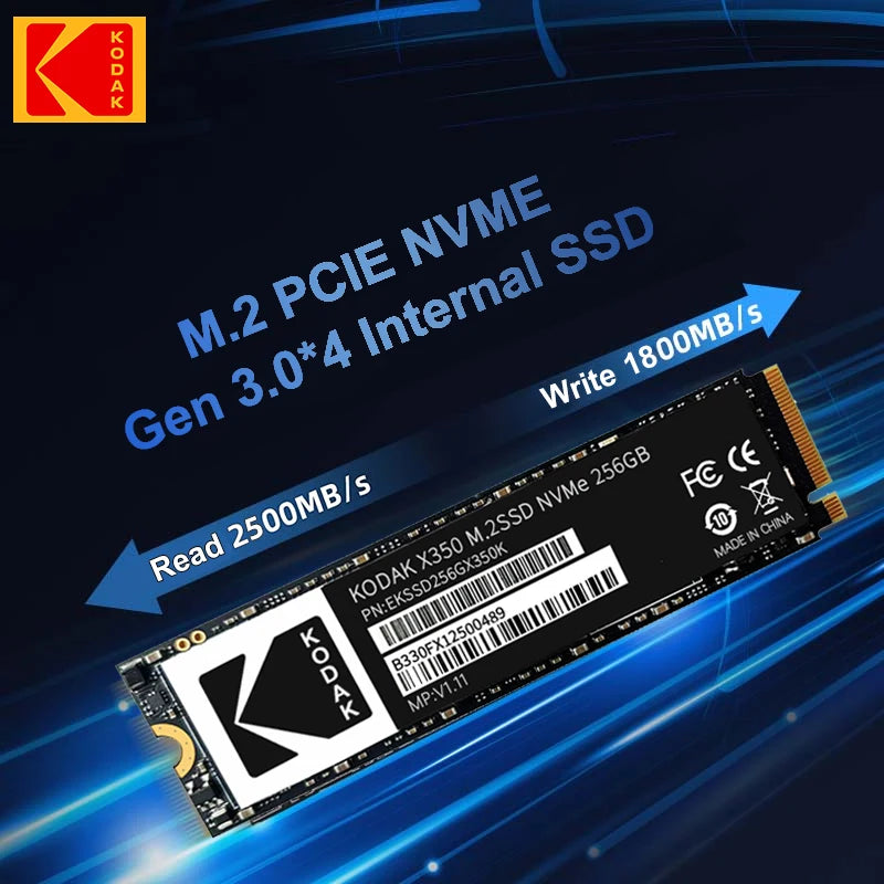 KODAK SSD M2 NVME Gen3X4 PCIE3.0 2280 M.2 M Key Internal Solid State Hard Drive Read Speed Up to 2500MB/s for Desktop Laptop