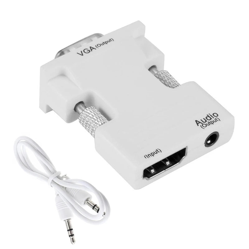 HDMI-Compatible To VGA Adapter Converter TV Box 1080P PC Aux Jack 3.5 Video Audio Cable Projector Monitor Display Port