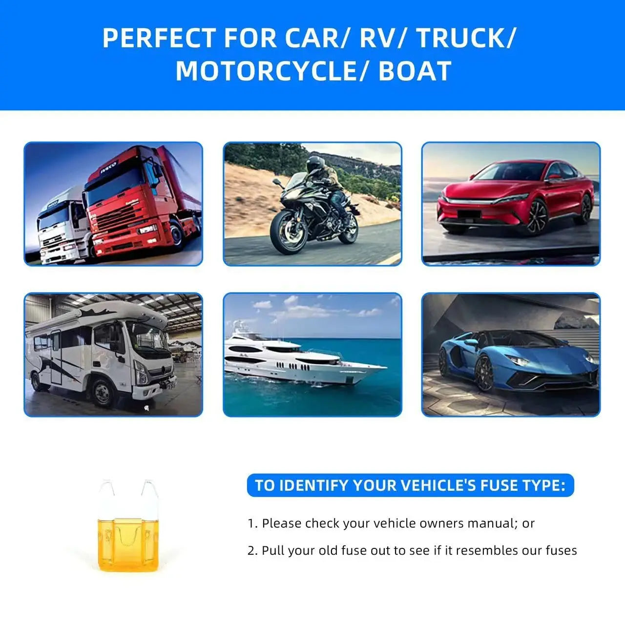 100pcs Car Blade Fuses Assortment Kit, Automotive Replacement Fuses - Low Profile Mini Blade Fuses for Car Boat Truck SUV Auto