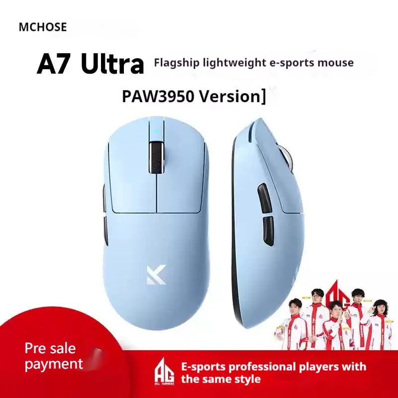 MCHOSE A7 Ultra Mouse Esports GamesThree Modes Pro Wireless Bluetooth PAW3395 Lightweight Laptop Office Mouse Support Ergonomics
