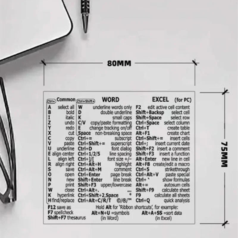 1pc/3pcs Keyboard Shortcut Stickers for Word Excel Windows MAC OS Letter Graphic Laptop Protective Sticker