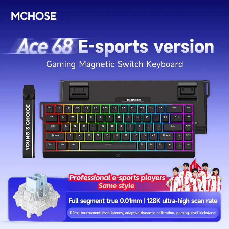 MCHOSE ACE68 ACE60 Pro Magnetic Keyboard Wired Mechanical for Gaming 0.01mm RapidTrigg 8000Hz SOCD/Rs 0.125ms 128K Sampling Rate