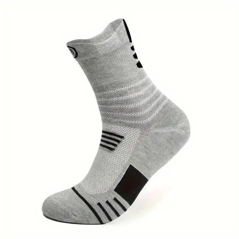 3 Pairs Men's Comfort Fit Cushion Performance Athletic Crew Socks For Outdoor Sports