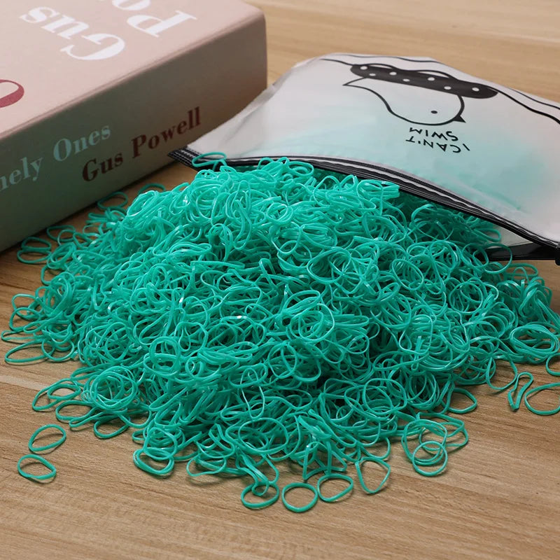 500/1000/2000pcs Girls Colourful Disposable Rubber Band Hair Ties Headband Children Ponytail Holder Bands Kids Hair Accessories