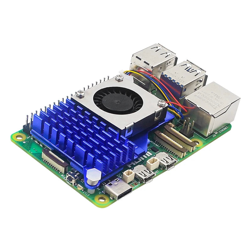 Raspberry Pi 5 Active Cooler Aluminum Heatsink PWM Speed Adjustable Fan Black Silver Blue Cooling Radiator for RPI 5 Pi5