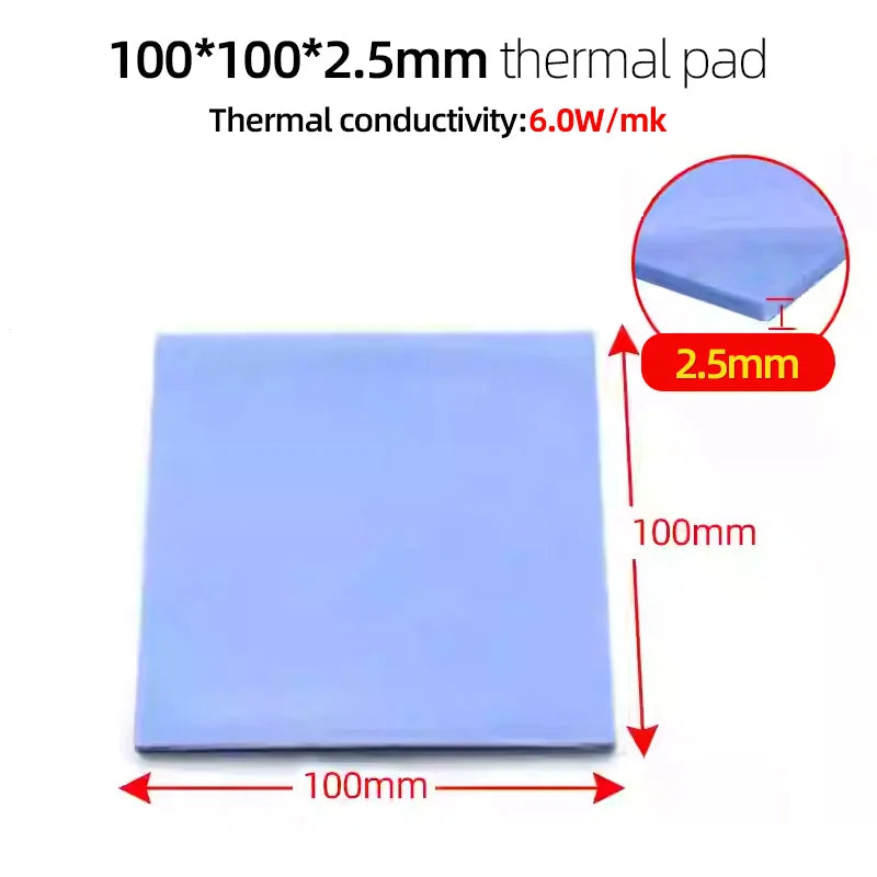 100mm 6.0W/mK PC Computer Processor GPU CPU Heatsink Cooling Thermal Pad High Performance 0.5/1/1.5/2/2.5/3mm Multi Thickness