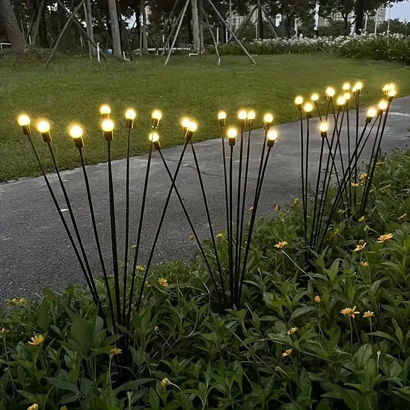 Solar LED Lights Garden Firework Warm Lights Outdoor 6/8 LEDs Waterproof Firefly Lawn Lamps Patio Pathway Decoration
