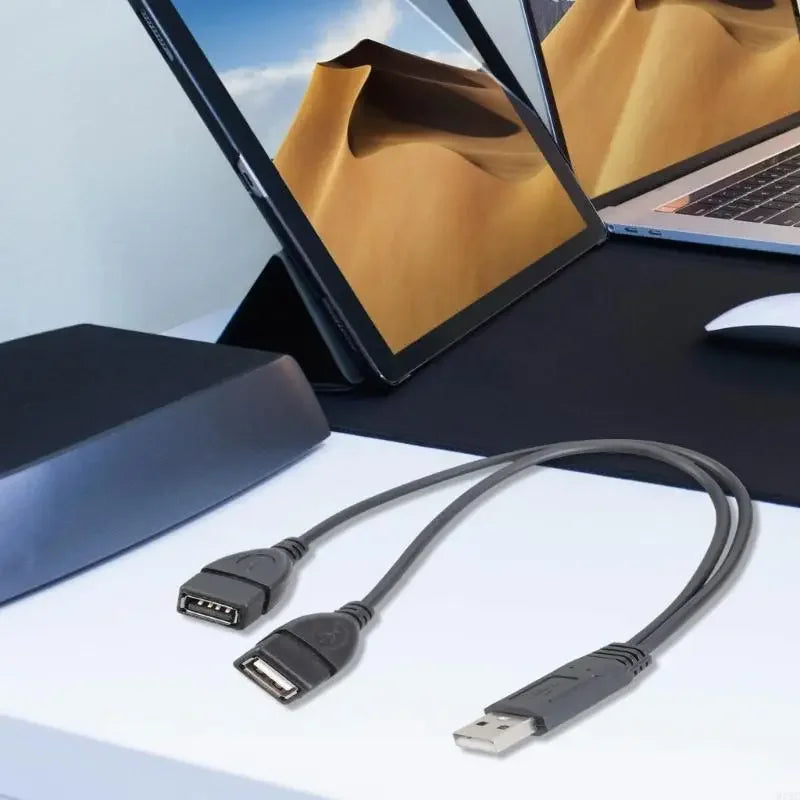 High Quality USB 2.0 Cable USB Double Splitter Adapter Cable One To Two Female To USB 2 Male Power Extension Cable