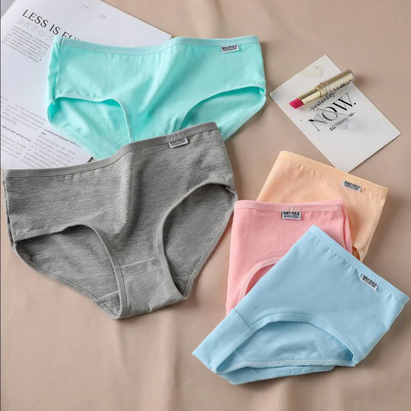 7Pcs/Lot Underwear Women Panties Cotton Plus Size Brief Girls Solid Color Panty Seamless Breath Underpant Ladies Sexy Lingerie