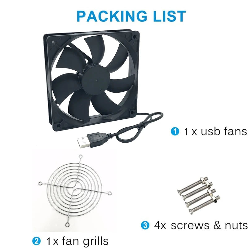 120x120x25mm 80x80x25mm 12V USB Power Cooling Case Fan For Receiver DVR Xbox TV Box Router