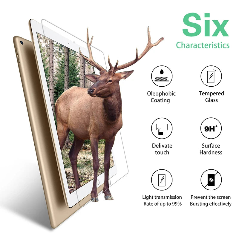 2pcs Tempered Glass Films for 2024 iPad Air 11/13 M2 Pro 11/13 M4 Screen Protector for iPad 3/4/5/6/7/8/9/10th Air 4/5 Pro 11