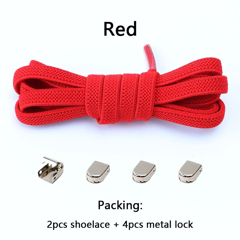 No Tie Shoe Laces Flat Elastic Shoelaces for Sneakers Tieless Shoelace Expand Shoestrings One Size Fits All Adult and Kids Shoes