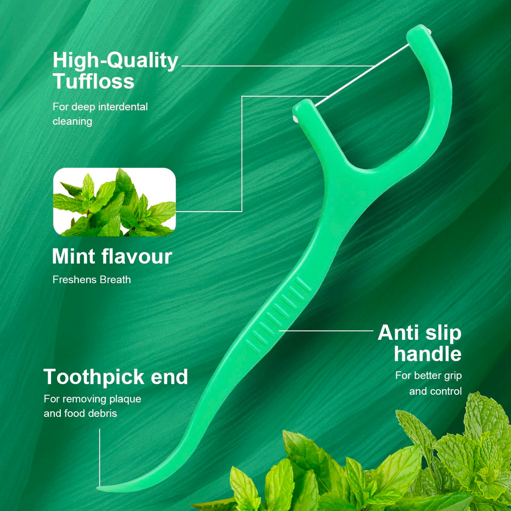 Mint dental floss stick - home portable disposable care dental floss stick - oral care - deep cleaning - interdental cleaning