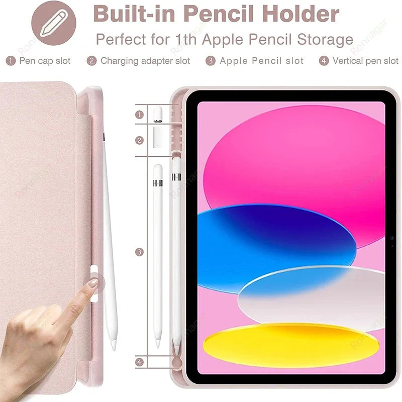 Pencil Slot Funda Case iPad 10th Generation iPad Air11 2025 2024 M3 M2 iPad Pro11 M4 iPad Air4 5 10.9 A16 7 8 9th 10.2 10.5 9.7