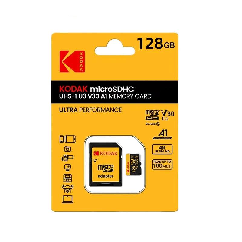 KODAK MicroSD Card 32GB 64GB 128GB 256GB Memori Memory Card C10 TF Micro SD SDXC U3 V30 4K For Phone Drone Camera