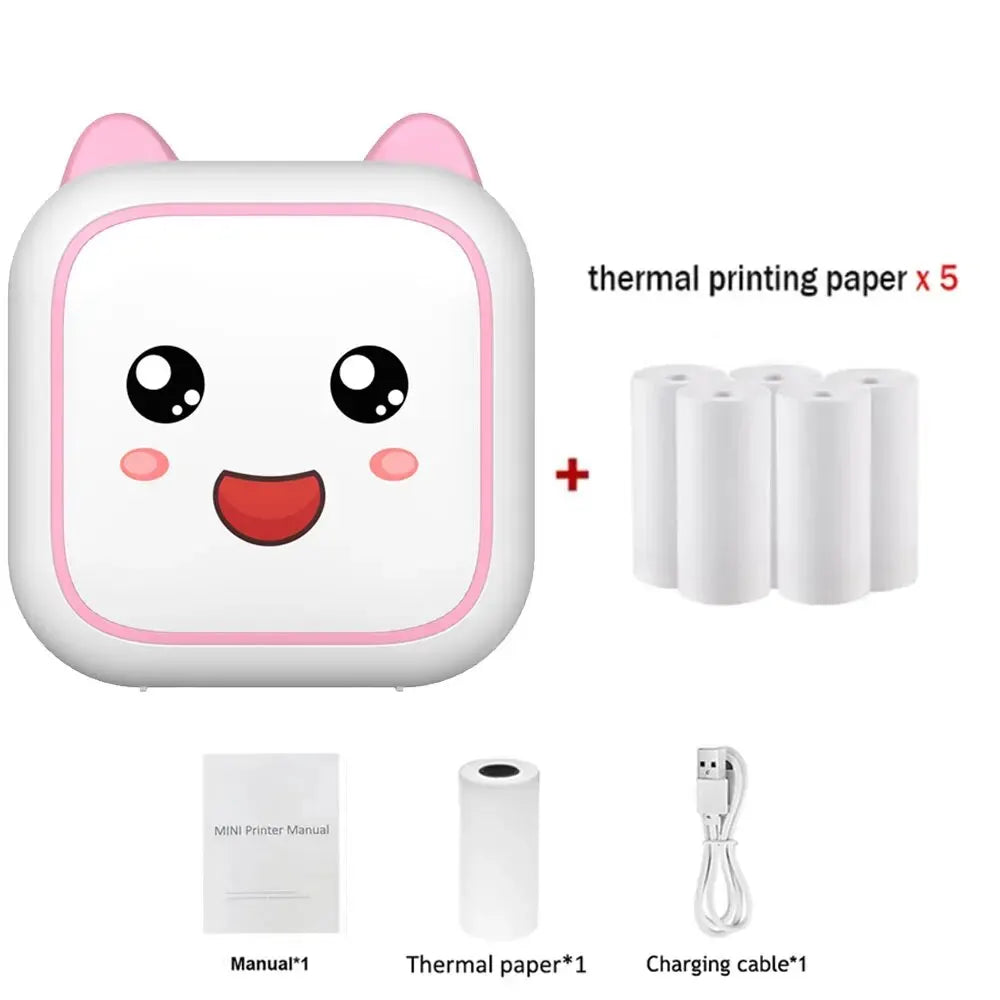 Mini Smile Printer Inkless With Thermal Paper Adhesive Photo Label Recorder Graffiti Printing Bluetooth Wirelss Maker For Home