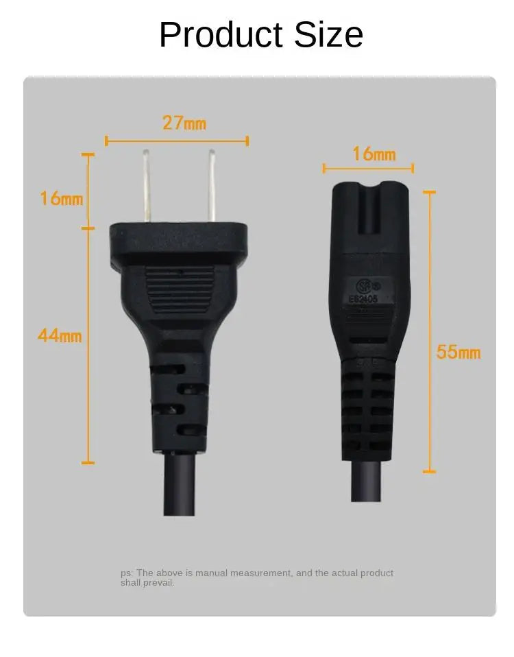 EU US UK 1.5M Power Cable 2pin IEC320 C7 Power Extension Cord For Dell Laptop Charger Canon Epson Printer Radio Speaker PS4 XBOX