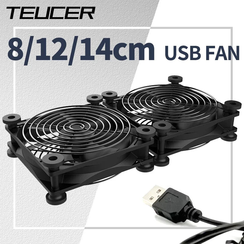 120x120x25mm 80x80x25mm 12V USB Power Cooling Case Fan For Receiver DVR Xbox TV Box Router