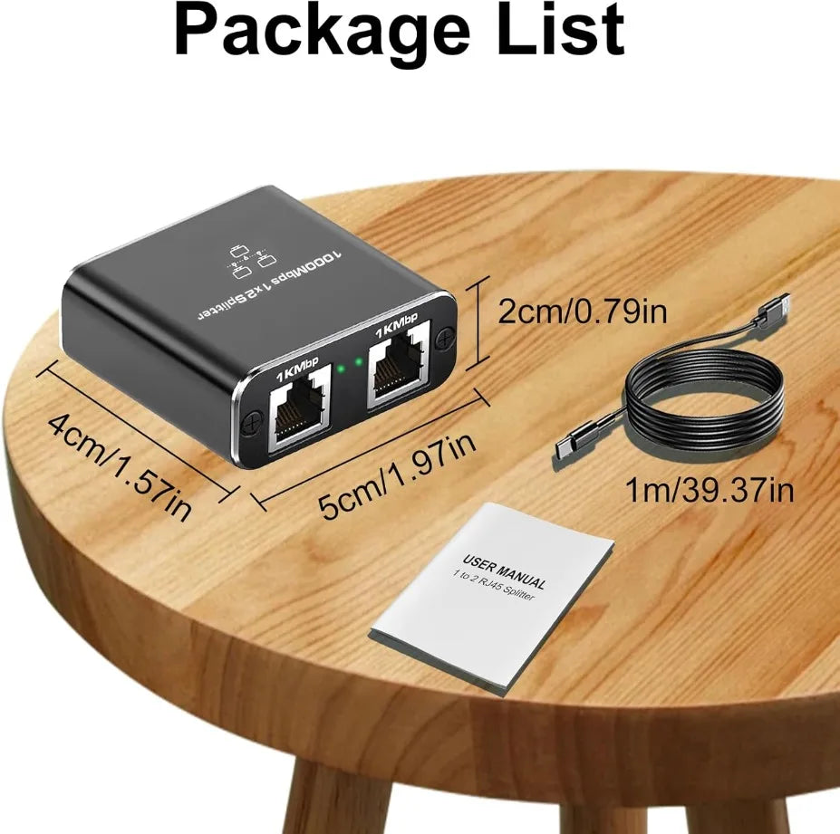 Gigabit Ethernet Splitter 1 to 2 LAN Gigabit Extension Adapter 1000Mbps Network Splitter Connector For PC Laptop TV Box Router